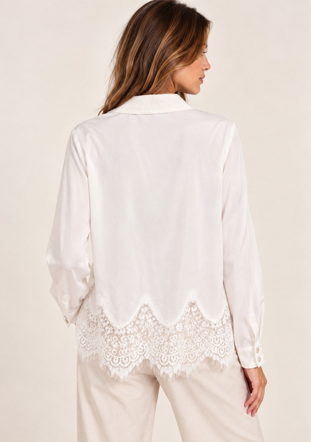 Camicia con Merletto da donna in colore bianco, vista alternativa 2