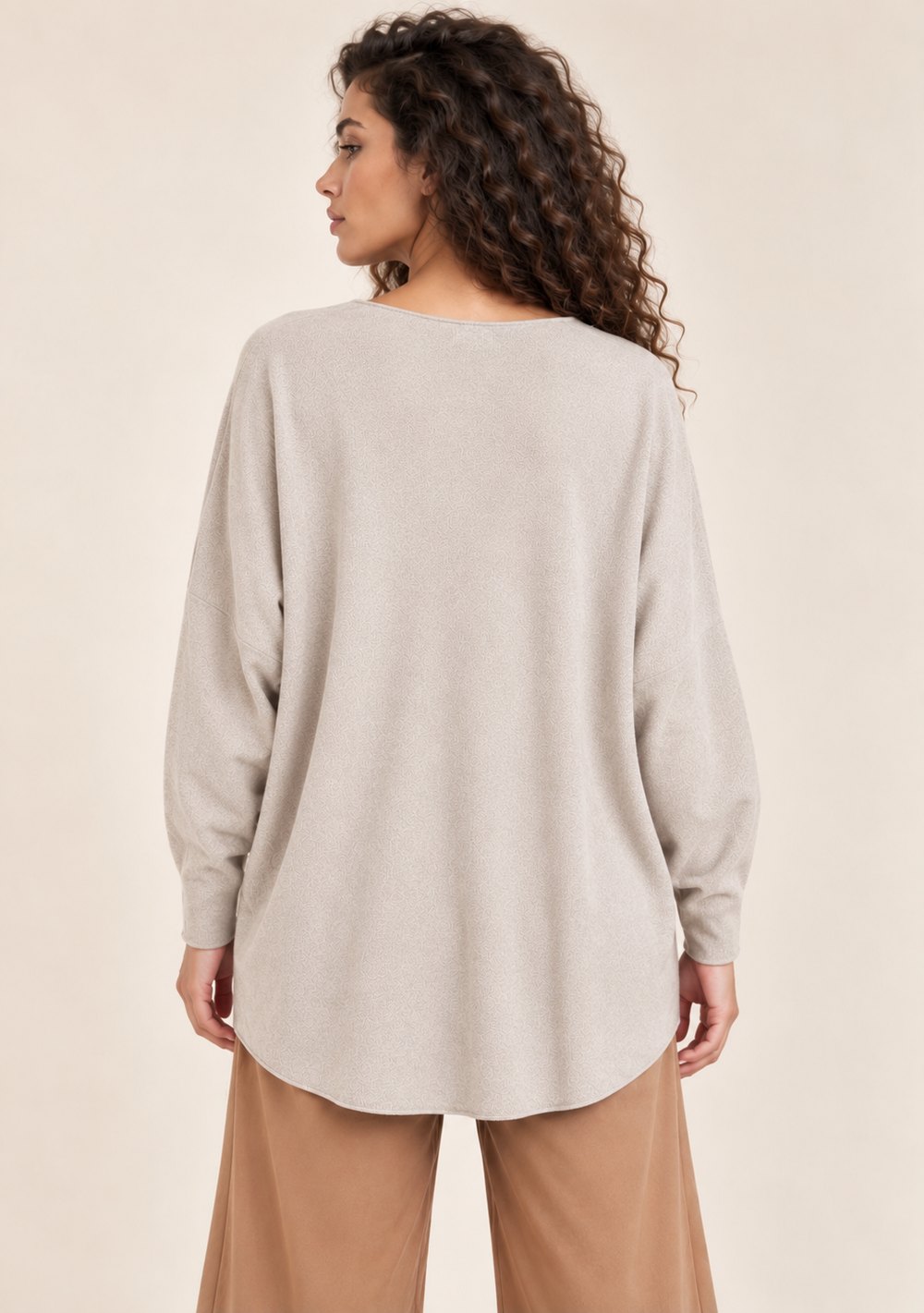 Maglia Scollo a V con Spacchi da donna in colore beige, vista alternativa 3