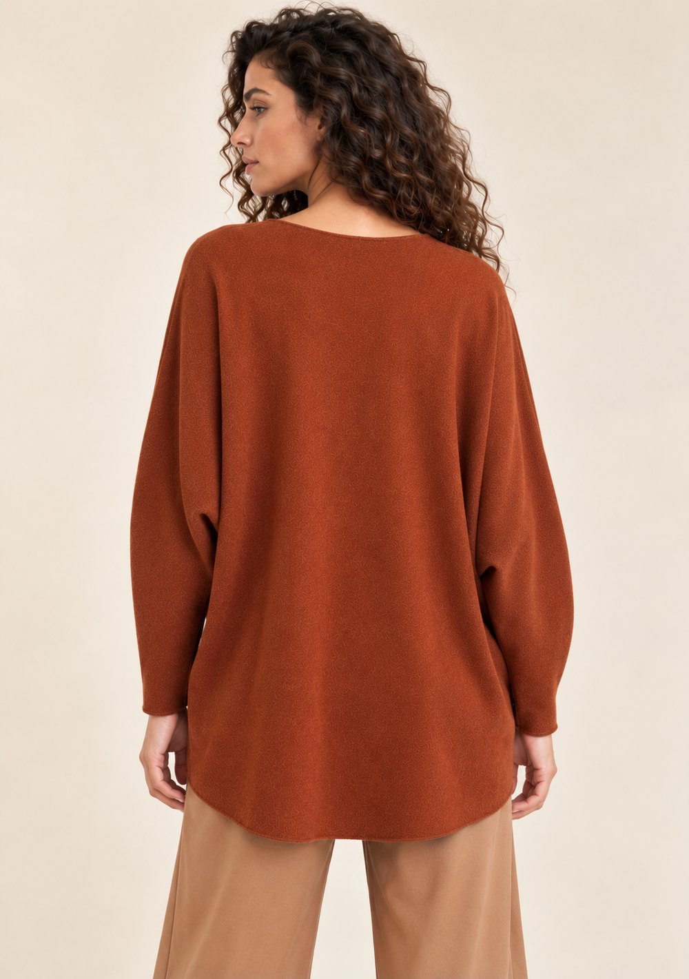 Maglia Scollo a V con Spacchi da donna in colore coccio, vista alternativa 3