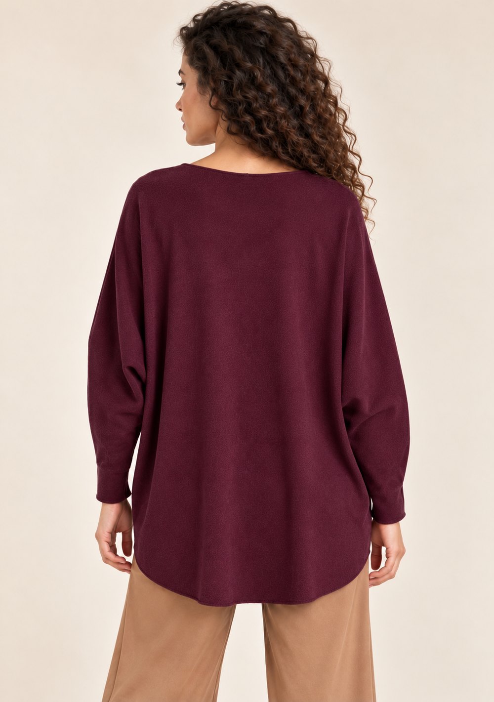 Maglia Scollo a V con Spacchi da donna in colore vino, vista alternativa 3
