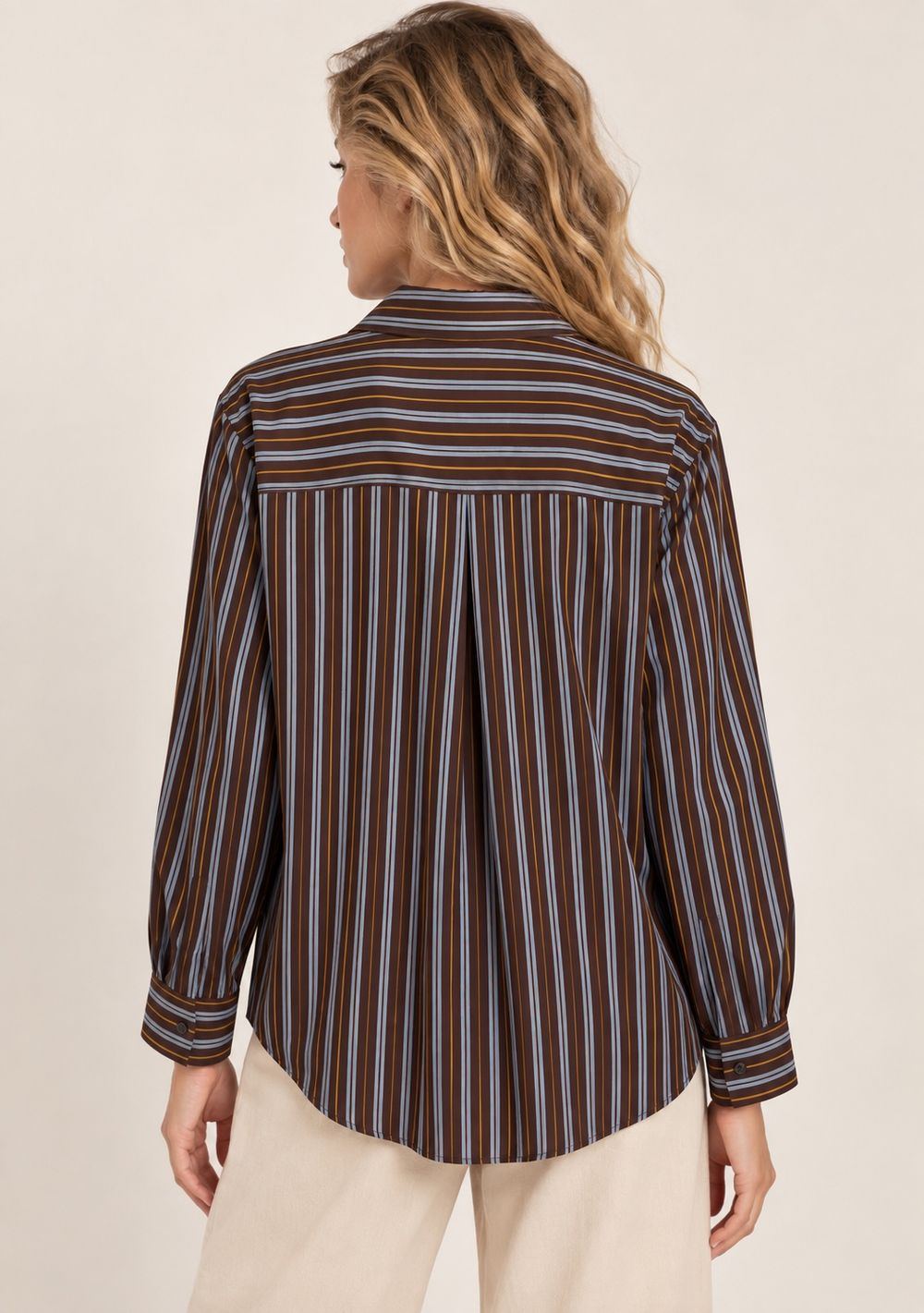 Camicia Rigata da donna in colore moro, vista alternativa 2