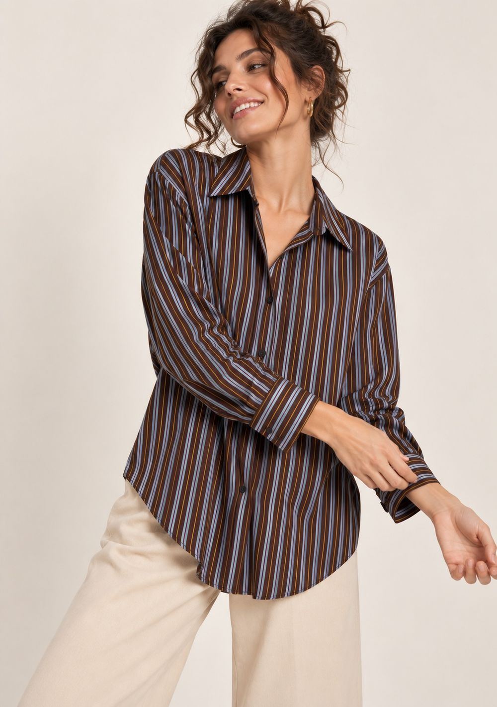 Camicia Rigata da donna in colore moro
