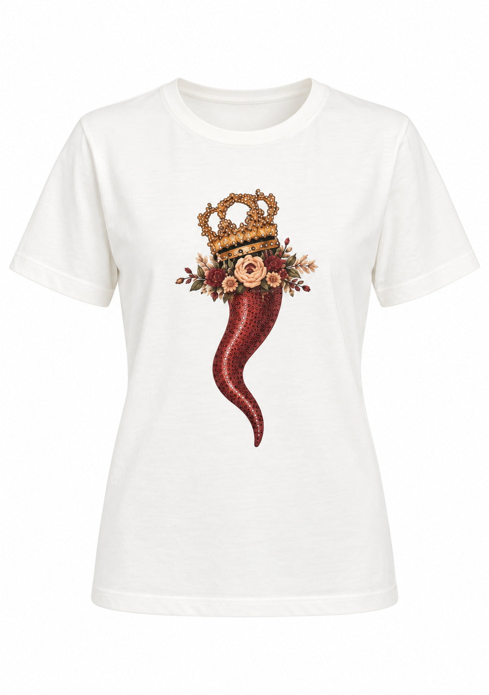 T-Shirt Regular "Corno & Fiori" da donna in colore coccio, vista alternativa 2