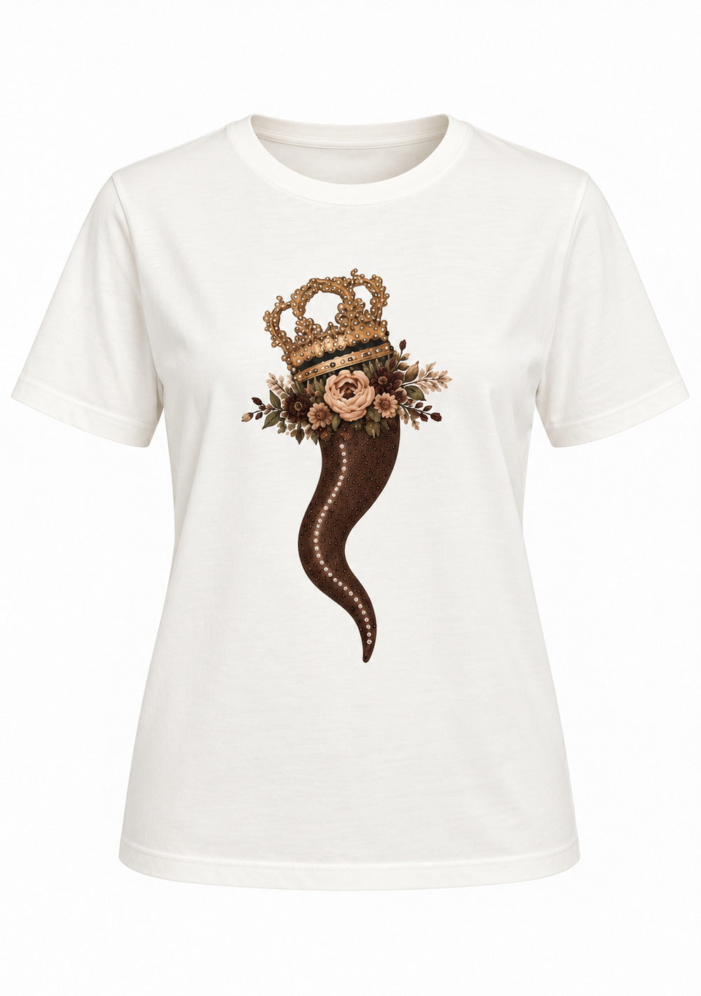 T-Shirt Regular "Corno & Fiori" da donna in colore moro, vista alternativa 2