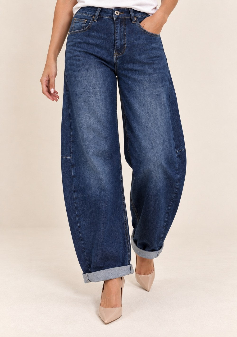 Jeans Balloon da donna in colore blu
