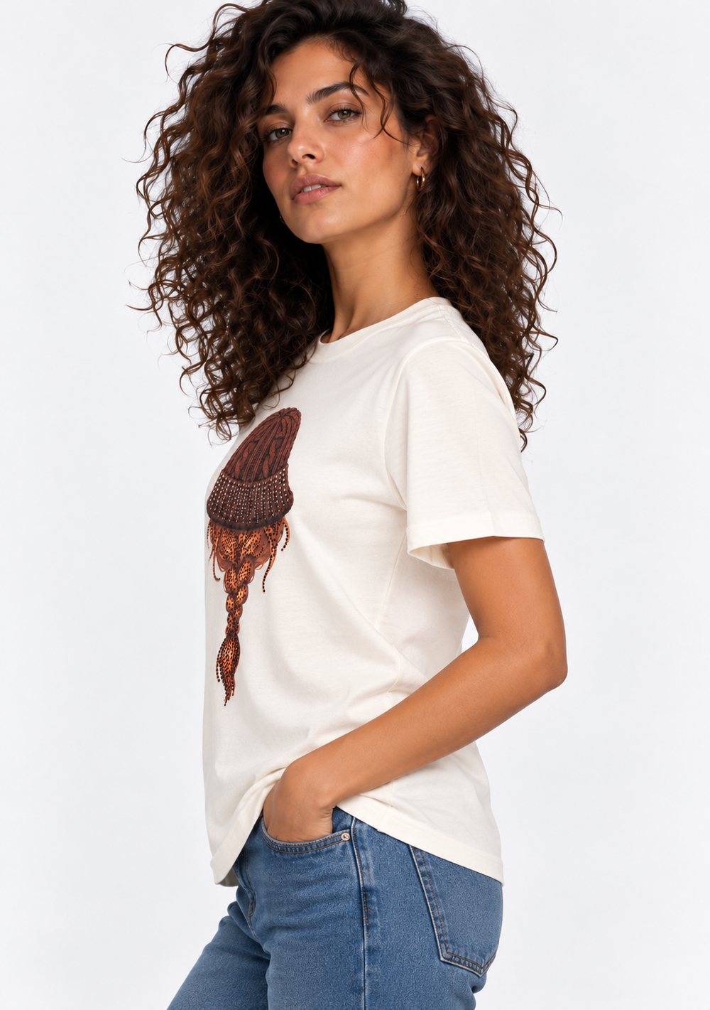 T-Shirt Regular "Berretto Capelli" - vista laterale