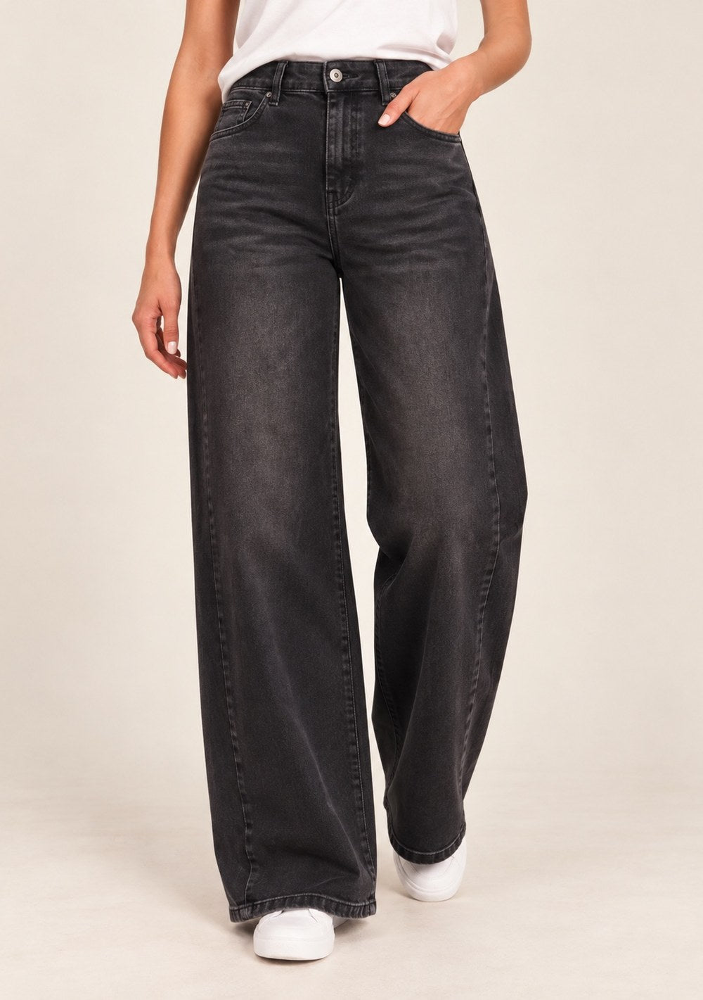 Jeans Palazzo da donna in colore nero