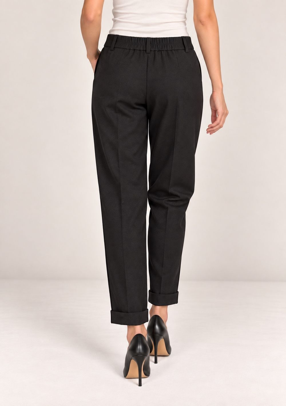 Pantaloni Risvolto Punto Milano da donna in colore nero, vista alternativa 2