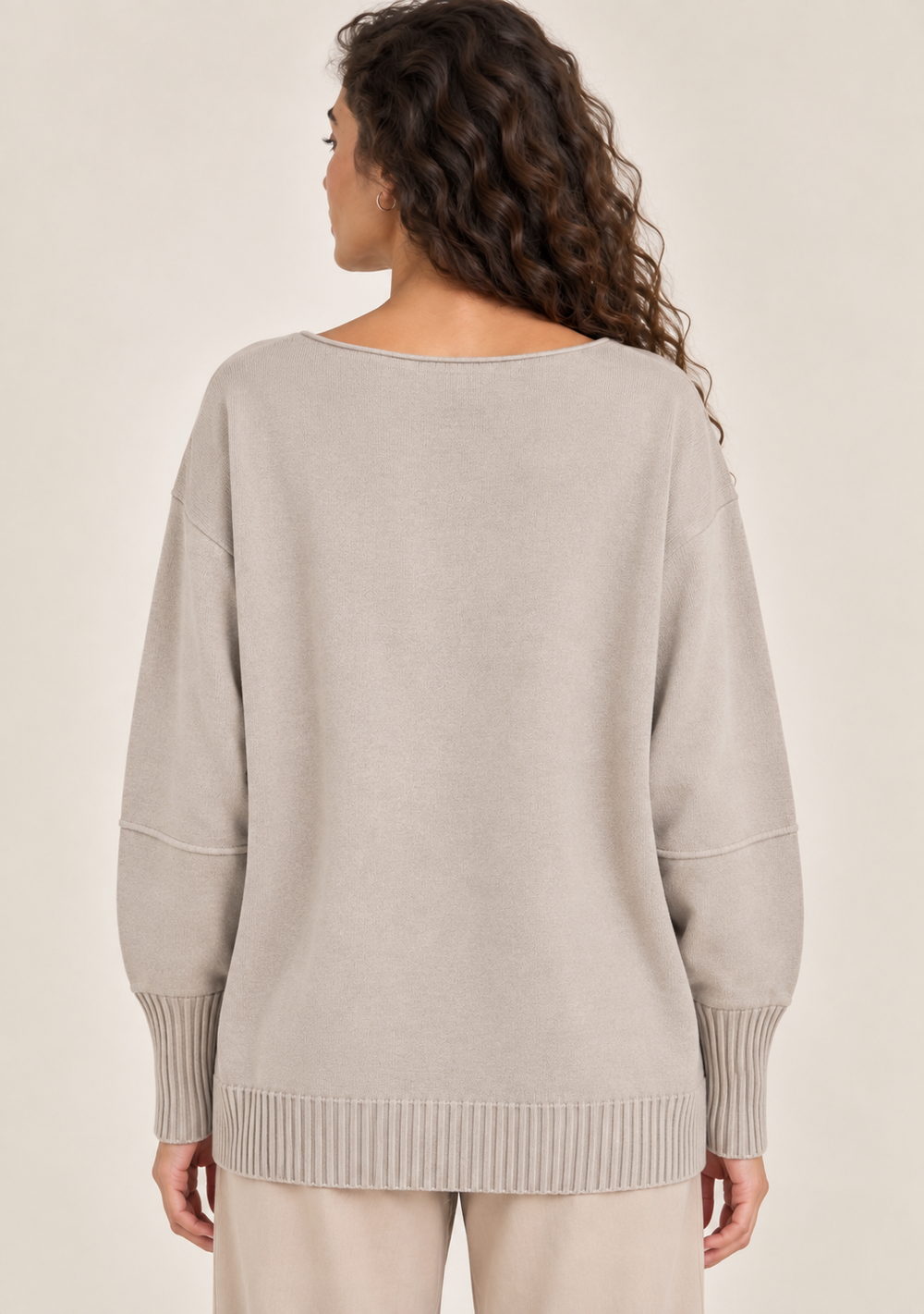 Maglia Girocollo con Tasche da donna in colore beige, vista alternativa 3