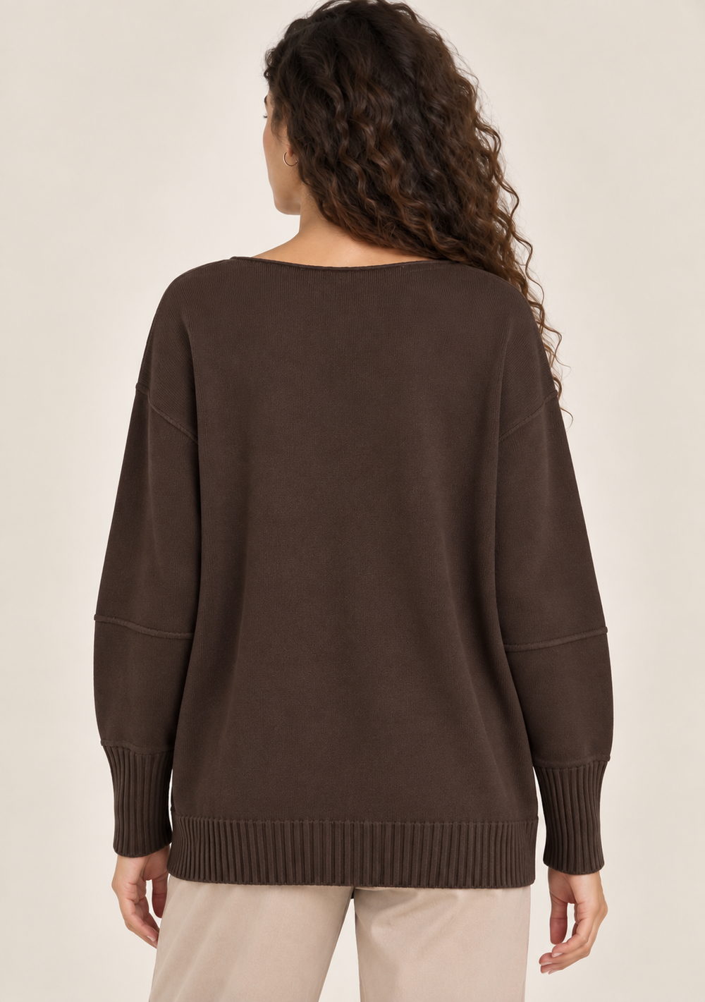 Maglia Girocollo con Tasche da donna in colore moro, vista alternativa 3