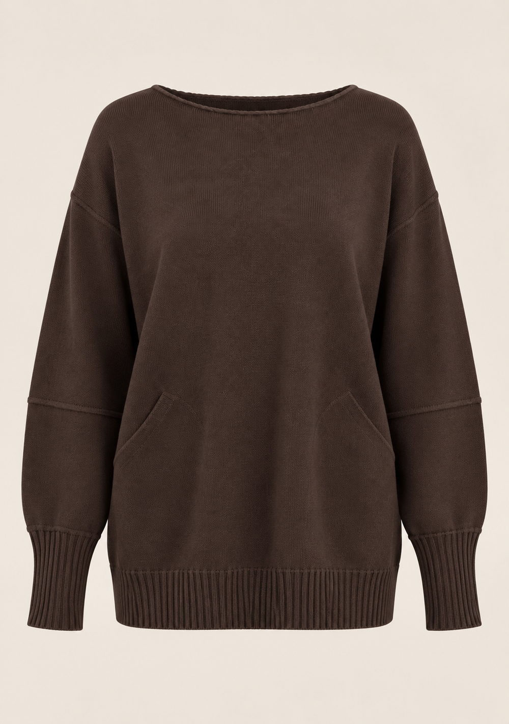 Maglia Girocollo con Tasche da donna in colore moro, vista alternativa 4