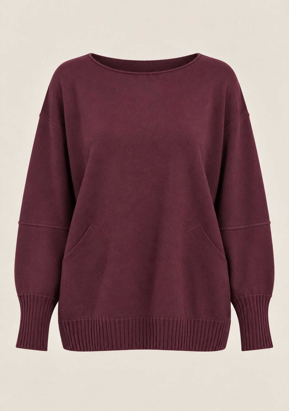 Maglia Girocollo con Tasche da donna in colore vino, vista alternativa 5
