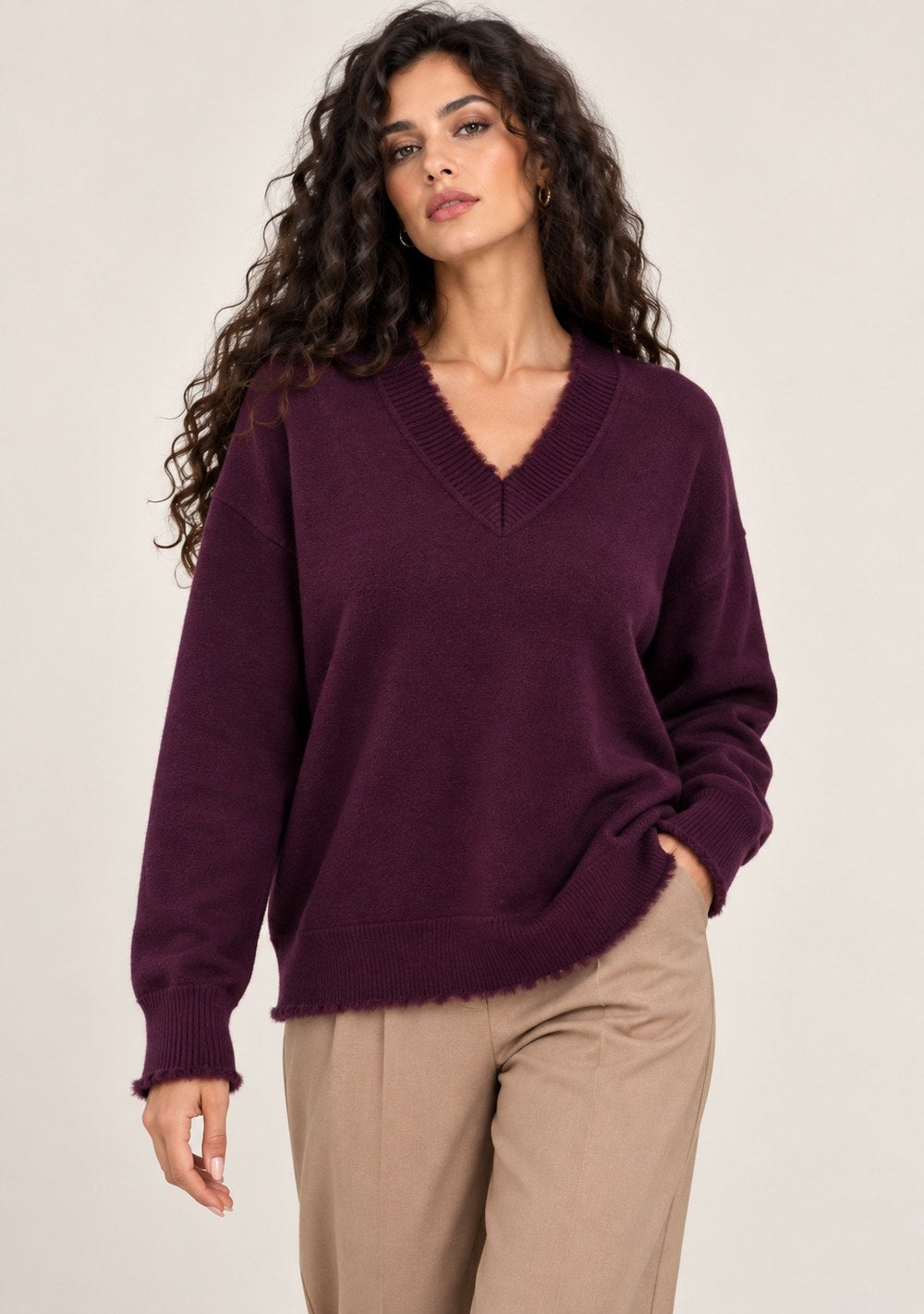 Maglia Scollo a V con Piume - foto 3