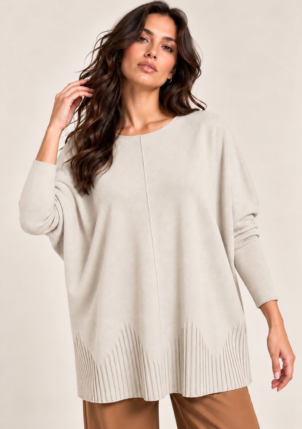 Maximaglia fondo a coste in colore beige