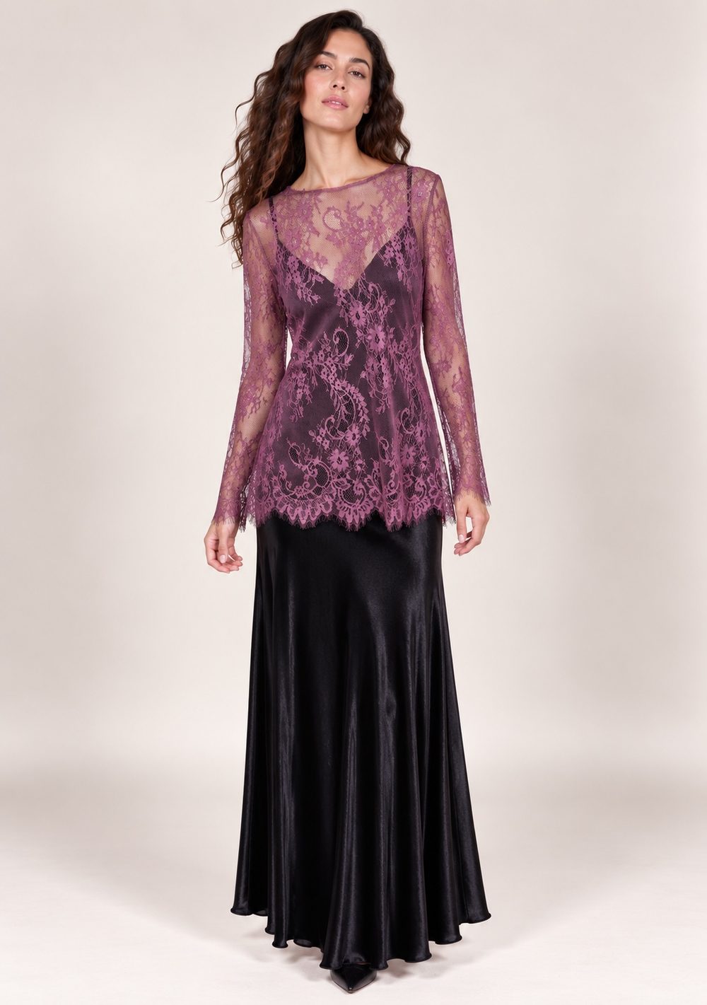 Maglia Merletto da donna in colore vino
