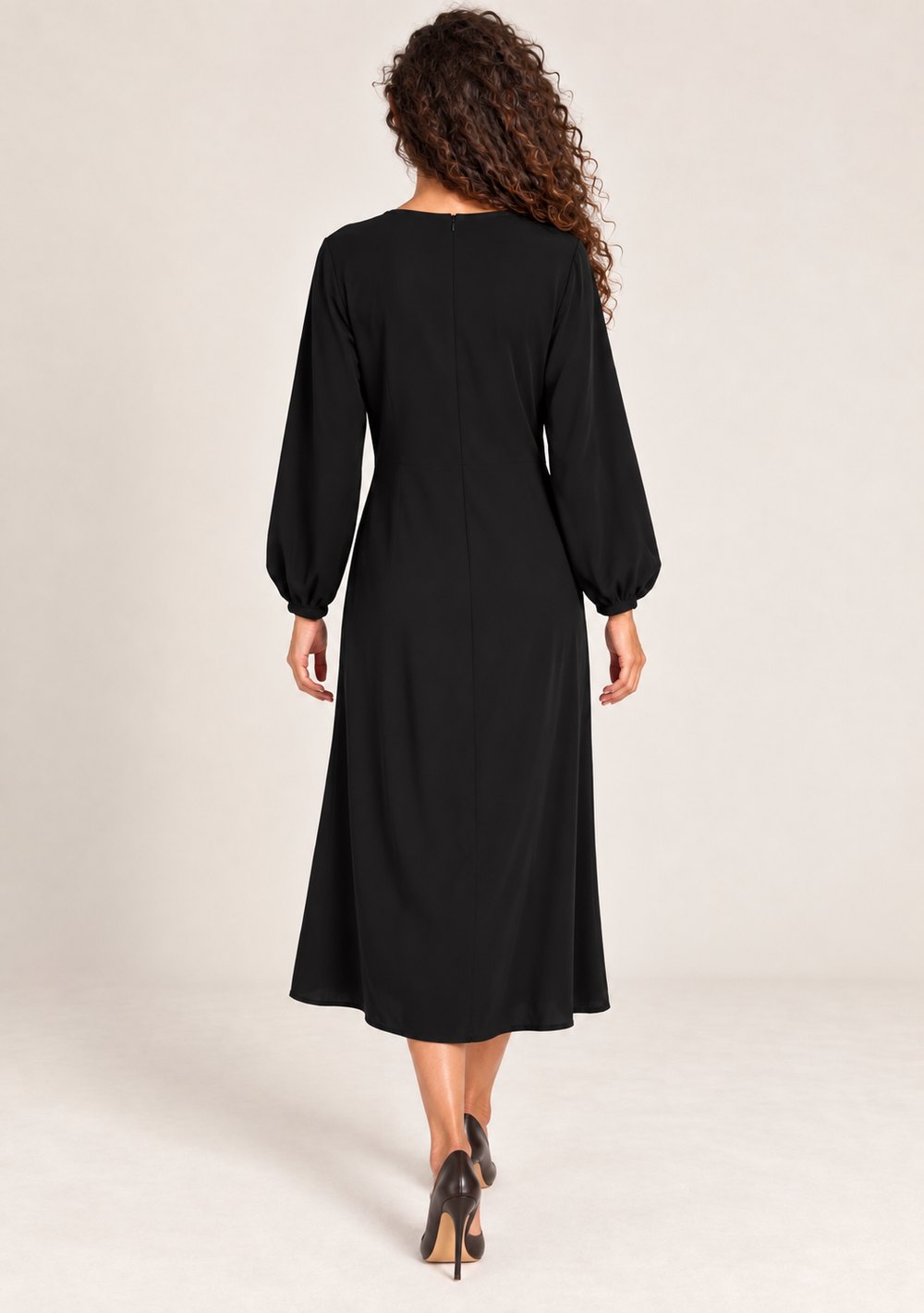 Abito Lungo con Nodo da donna in colore nero, vista alternativa 3
