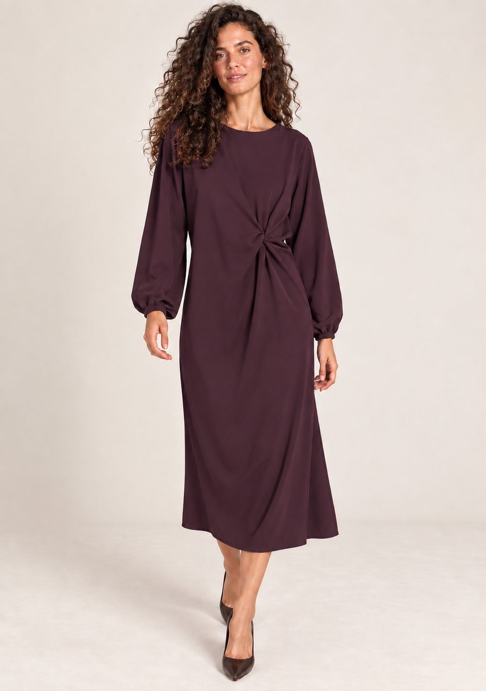 Abito Lungo con Nodo da donna in colore vino