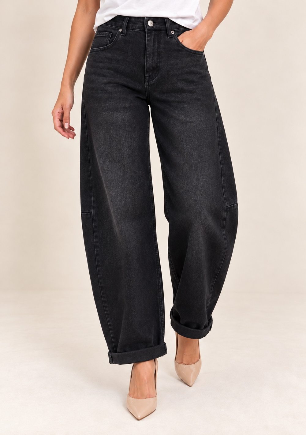 Jeans balloon in colore nero, vista alternativa 2