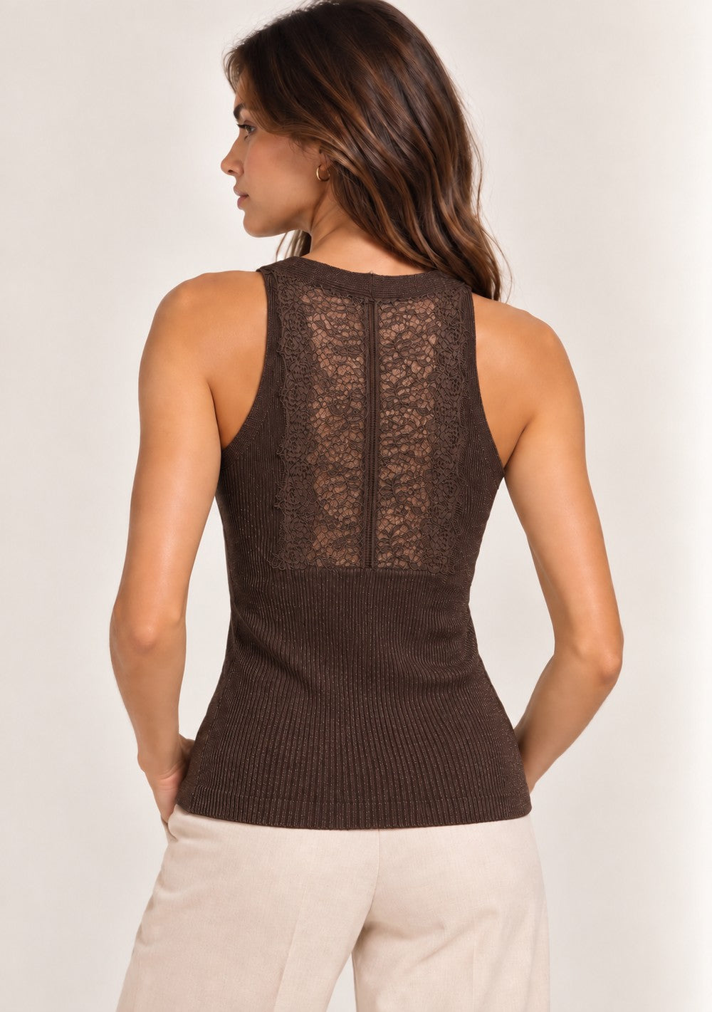 Canotta con Pizzo da donna in colore moro, vista alternativa 2