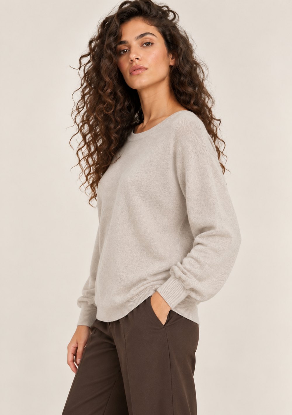 Maglia a Barca con Goccia da donna in colore beige, vista alternativa 2