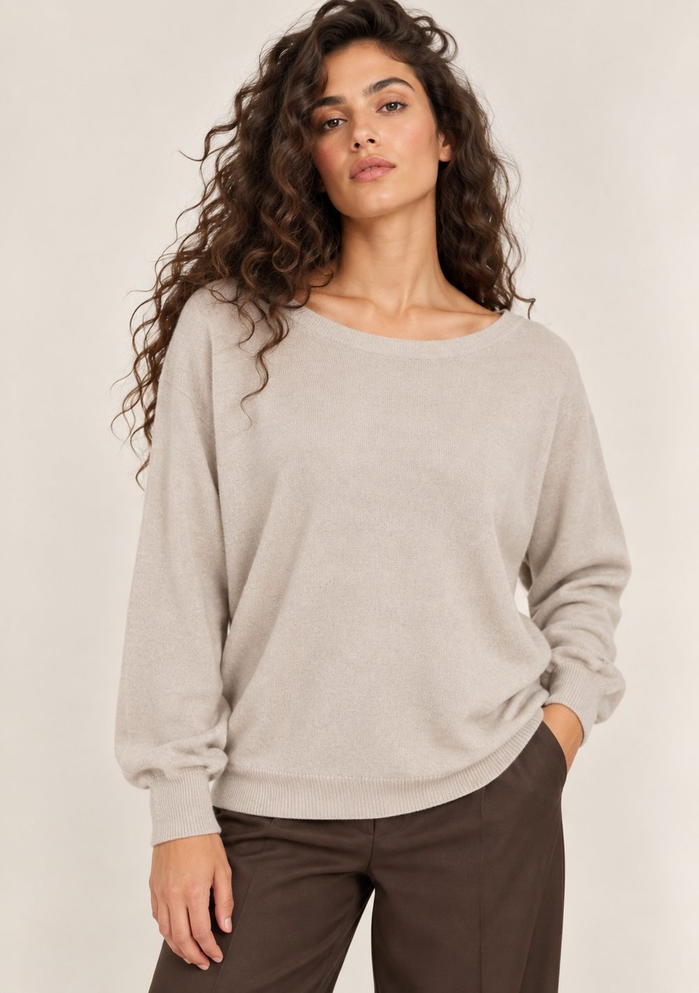 Maglia a Barca con Goccia da donna in colore beige