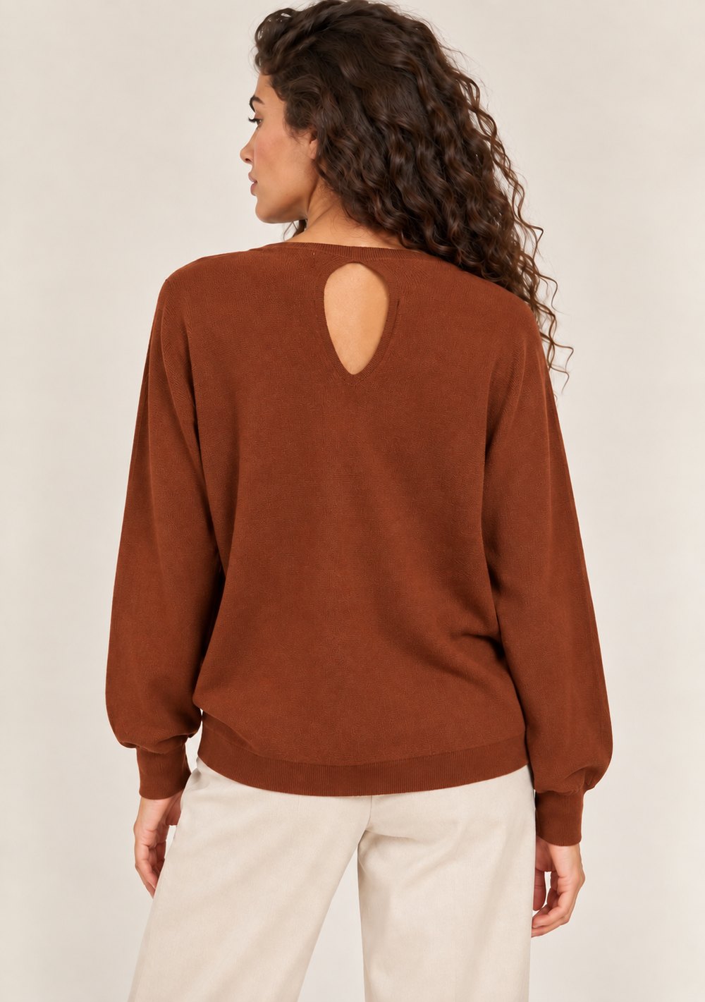 Maglia a Barca con Goccia da donna in colore coccio, vista alternativa 3