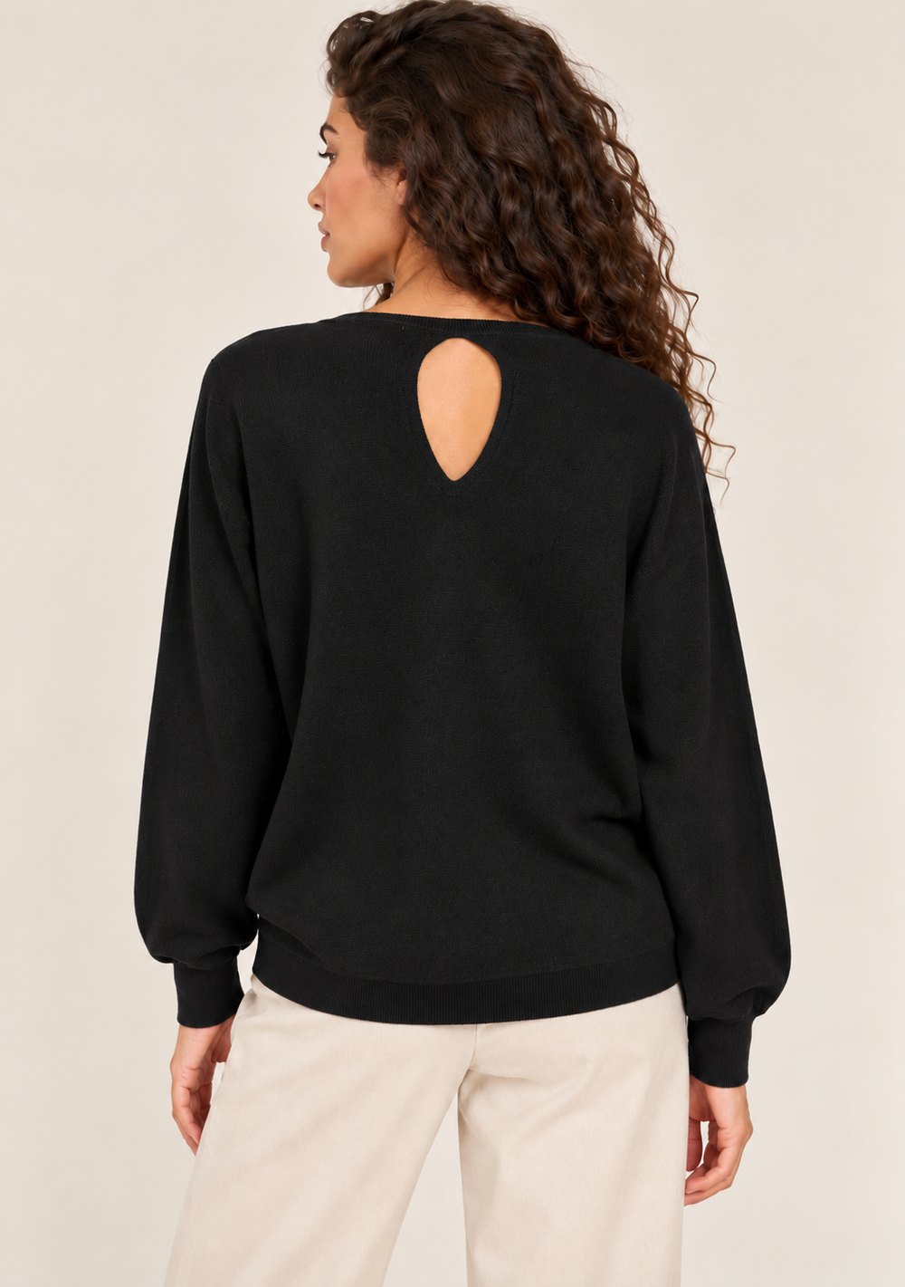 Maglia a Barca con Goccia da donna in colore nero, vista alternativa 3