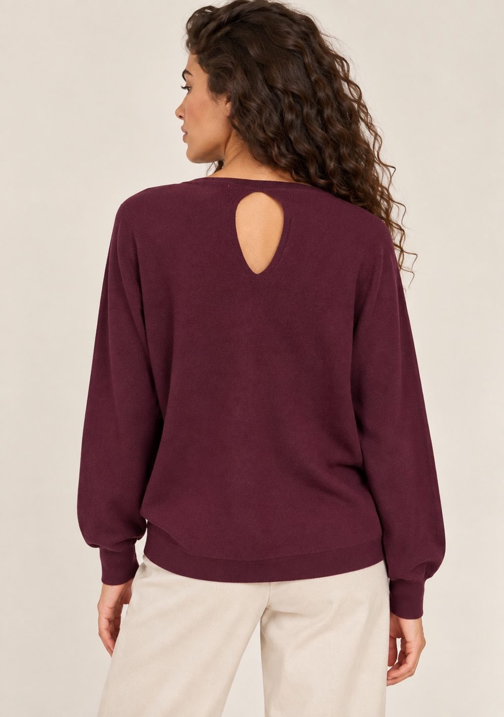 Maglia a Barca con Goccia da donna in colore vino, vista alternativa 3