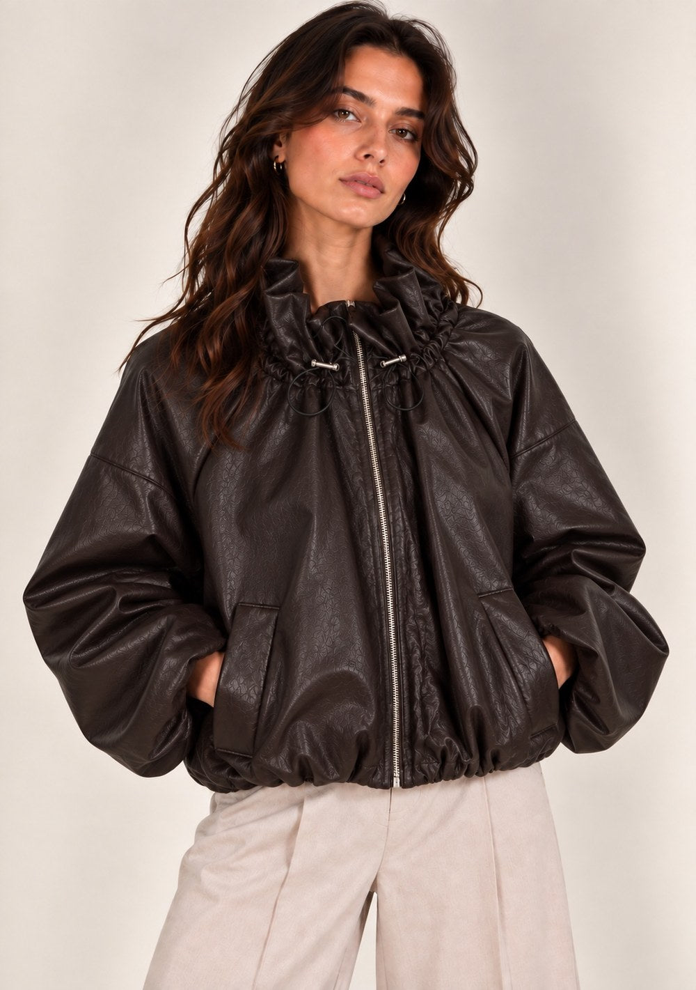 Bomber Ecopelle da donna in colore moro