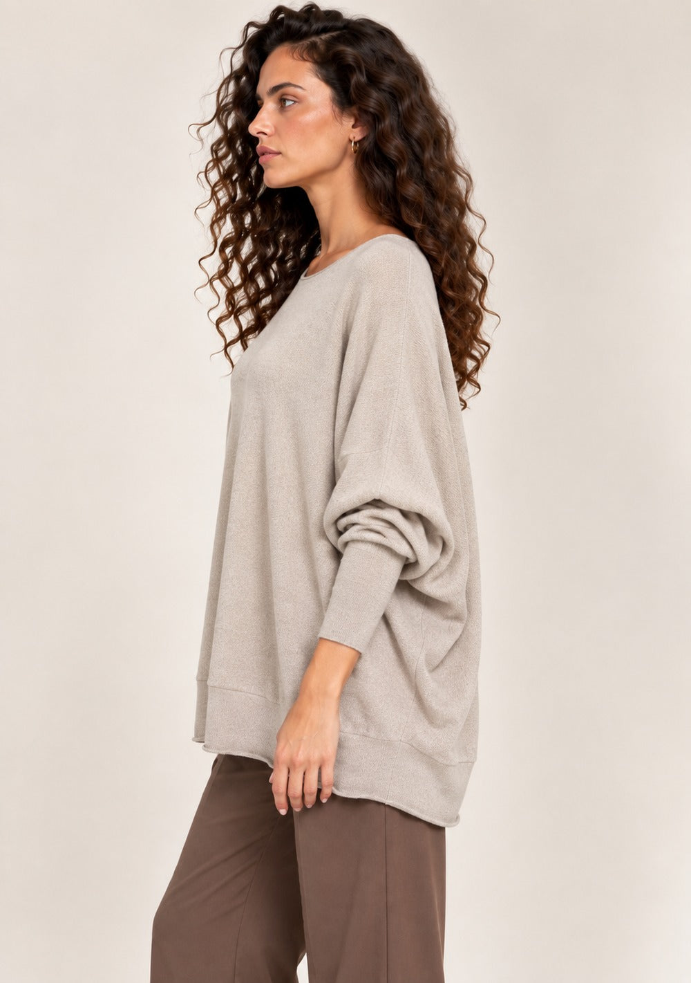 Maglia a Barca Pipistrello da donna in colore beige, vista alternativa 2