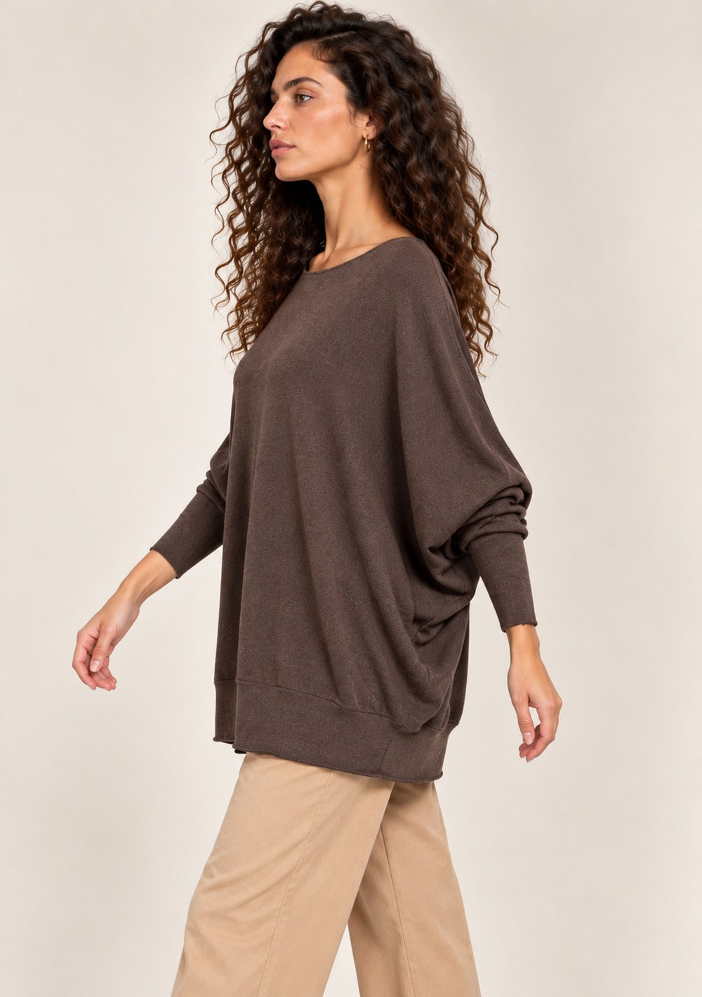 Maglia a Barca Pipistrello da donna in colore moro, vista alternativa 2