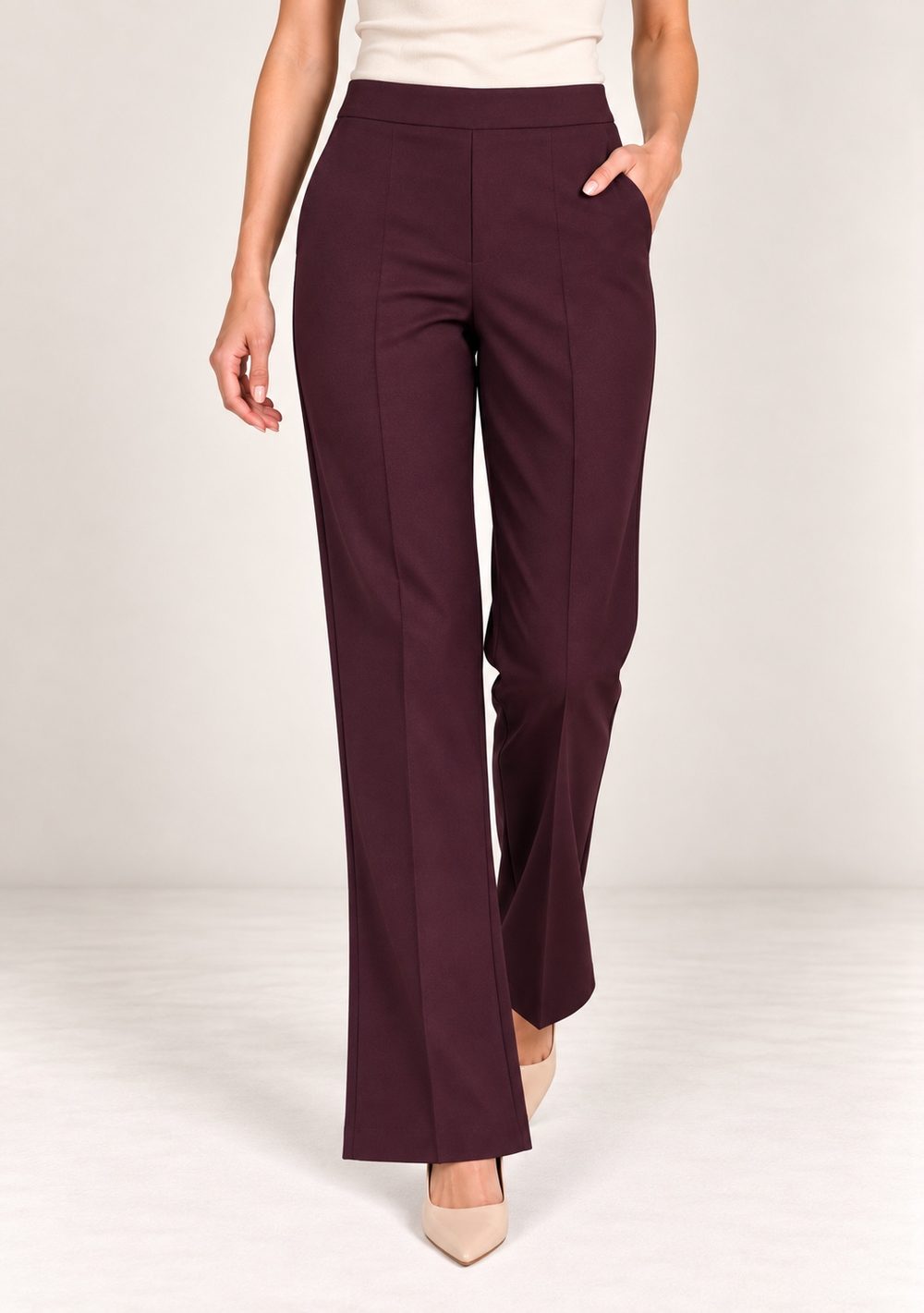 Pantaloni Zampa Punto Milano da donna in colore vino