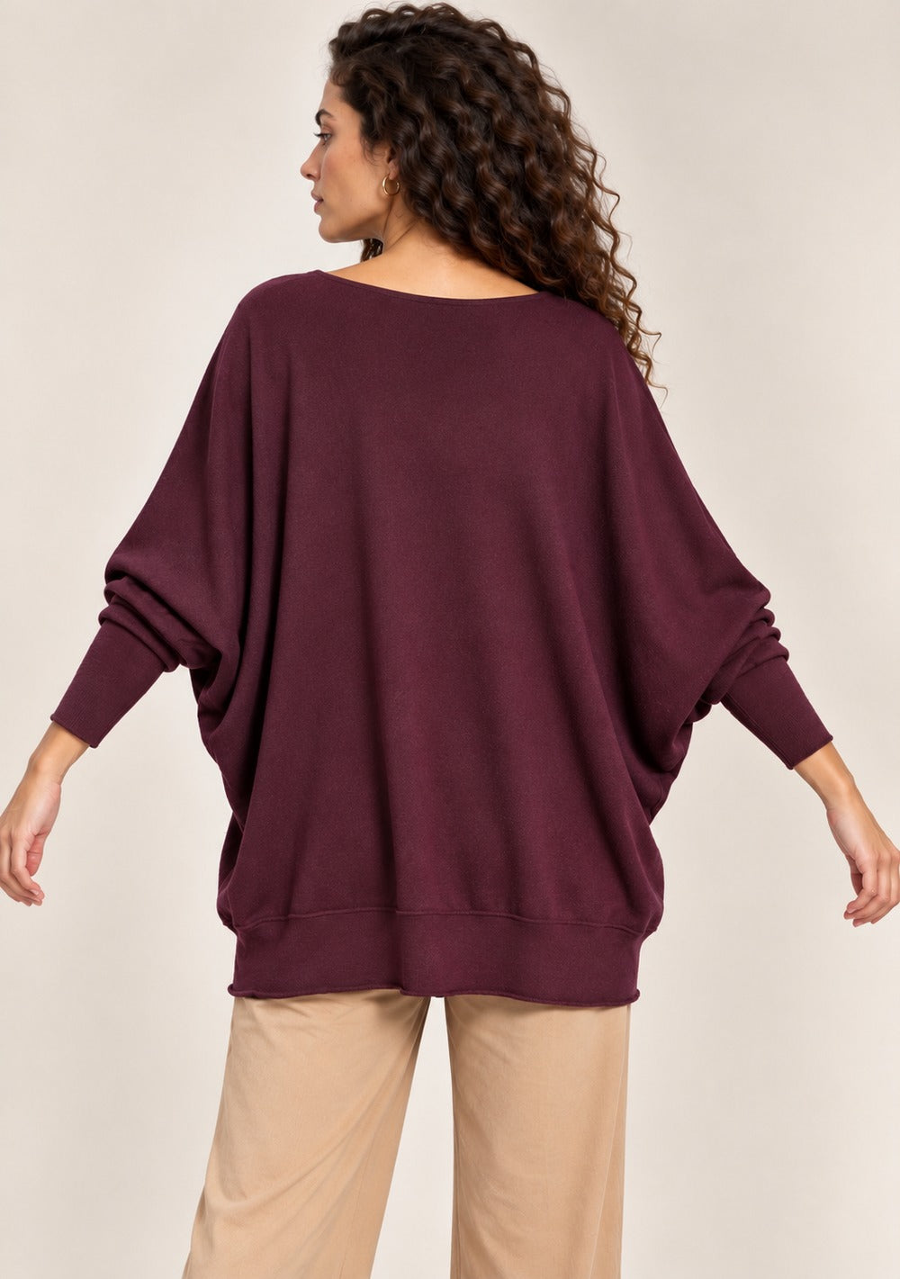Maglia a Barca Pipistrello da donna in colore vino, vista alternativa 3