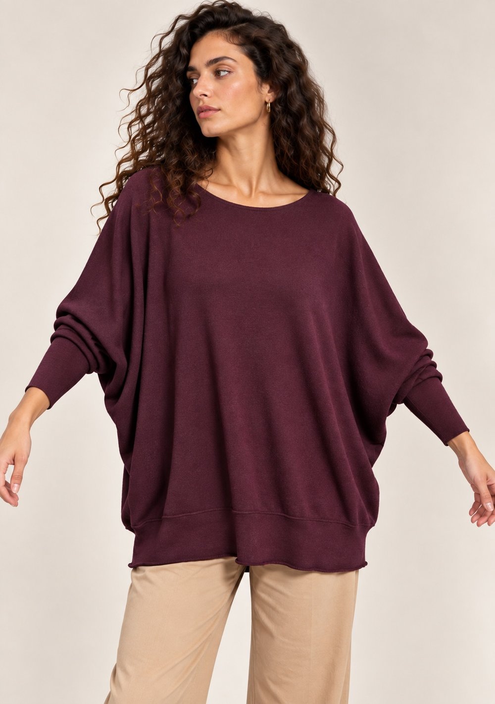Maglia a Barca Pipistrello da donna in colore vino