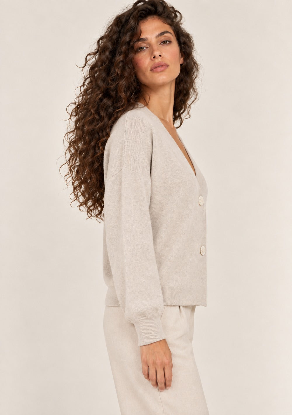 Cardigan 2 Bottoni Integrale da donna in colore beige, vista alternativa 2