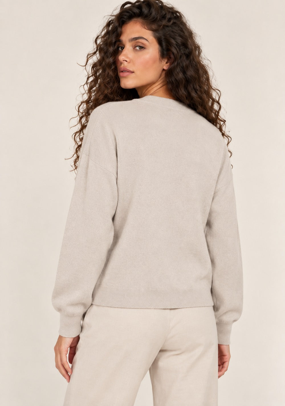 Cardigan 2 Bottoni Integrale da donna in colore beige, vista alternativa 3
