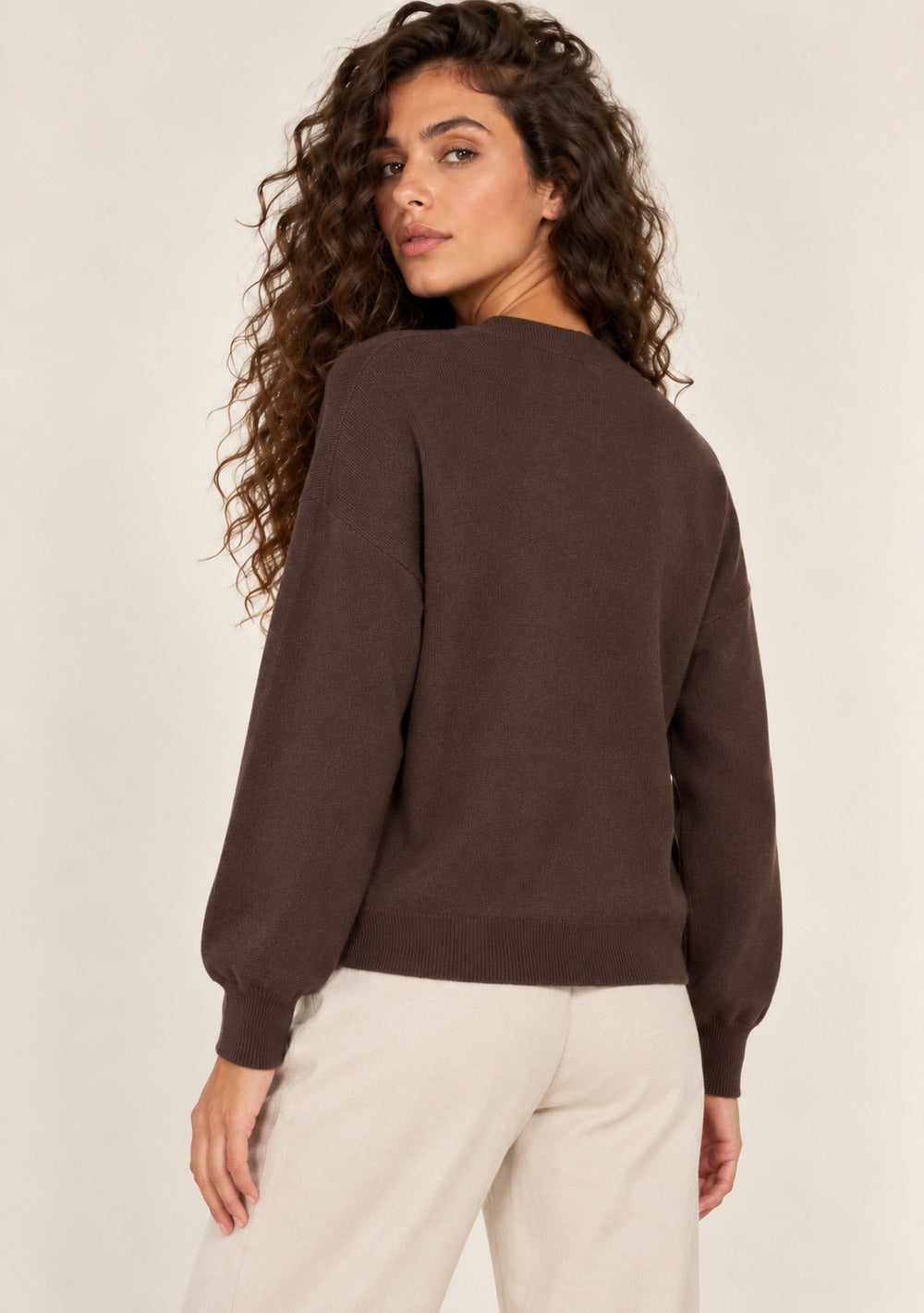 Cardigan 2 Bottoni Integrale da donna in colore moro, vista alternativa 3