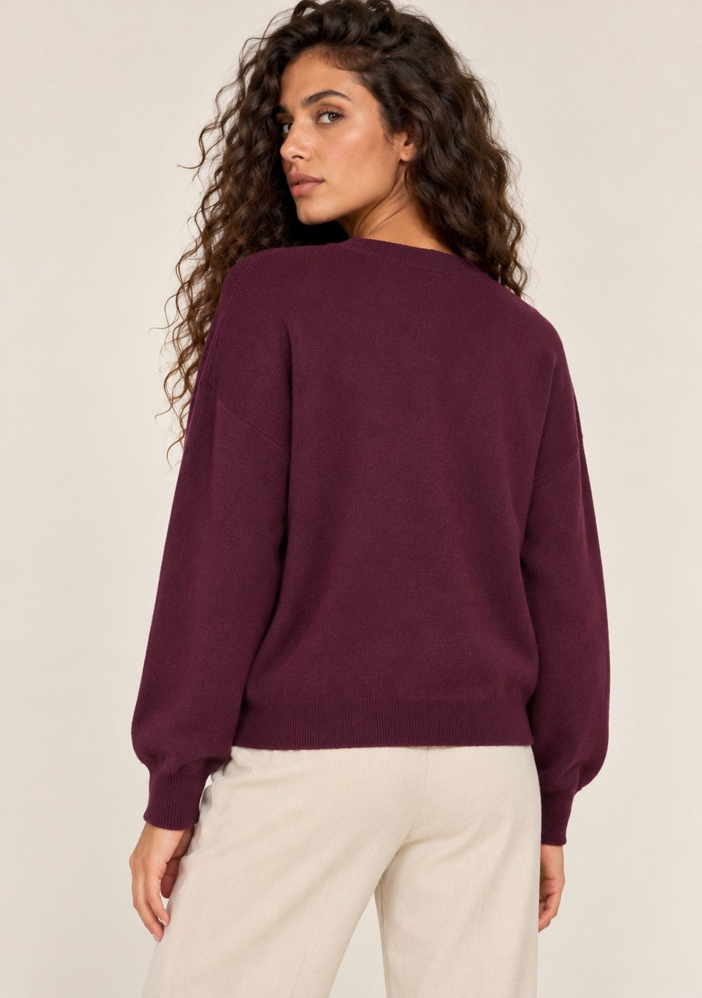 Cardigan 2 Bottoni Integrale da donna in colore vino, vista alternativa 3