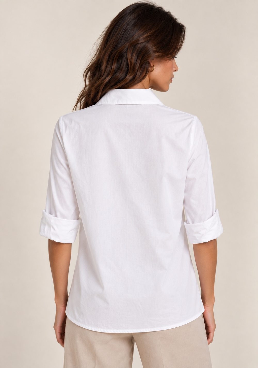 Camicia Basic Tinta Unita da donna in colore bianco, vista alternativa 2