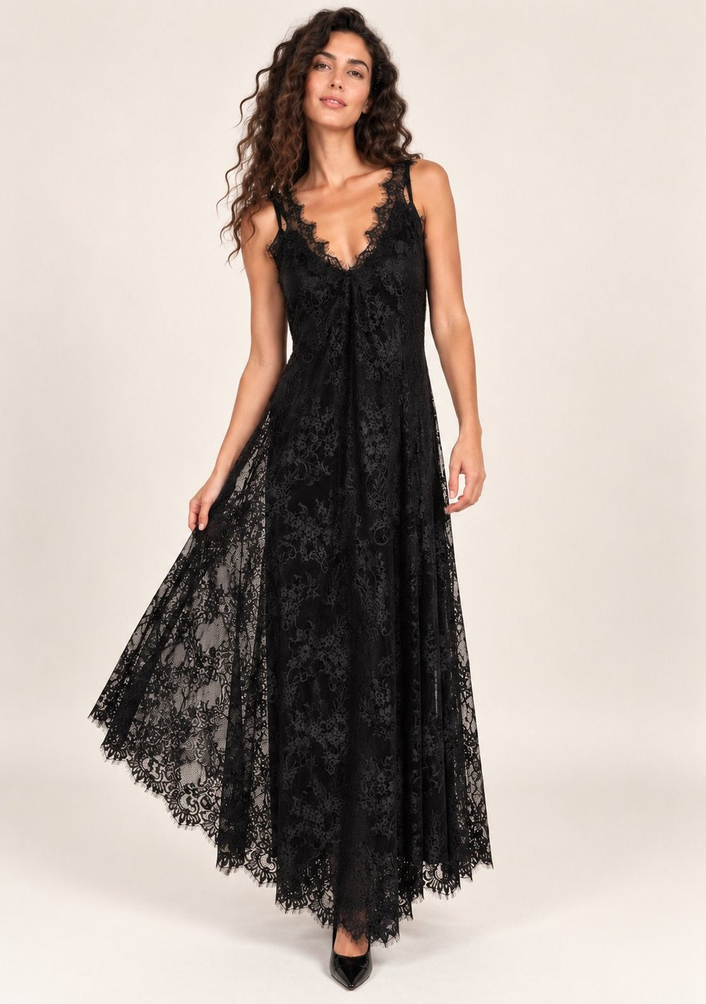 Abito in Merletto da donna in colore nero, vista alternativa 3