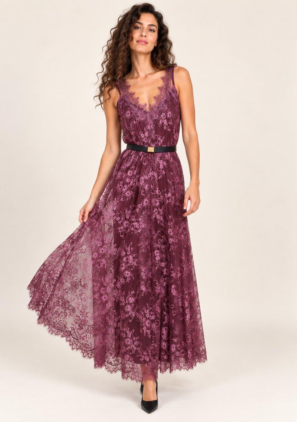 Abito in Merletto da donna in colore vino