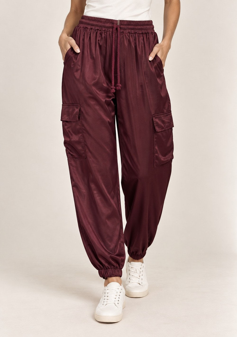 Cargo in Misto Seta da donna in colore vino