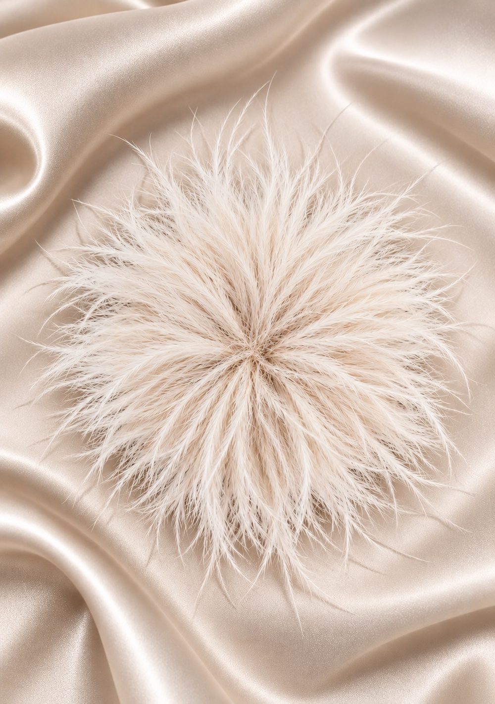 Spilla con piume in colore bianco gesso