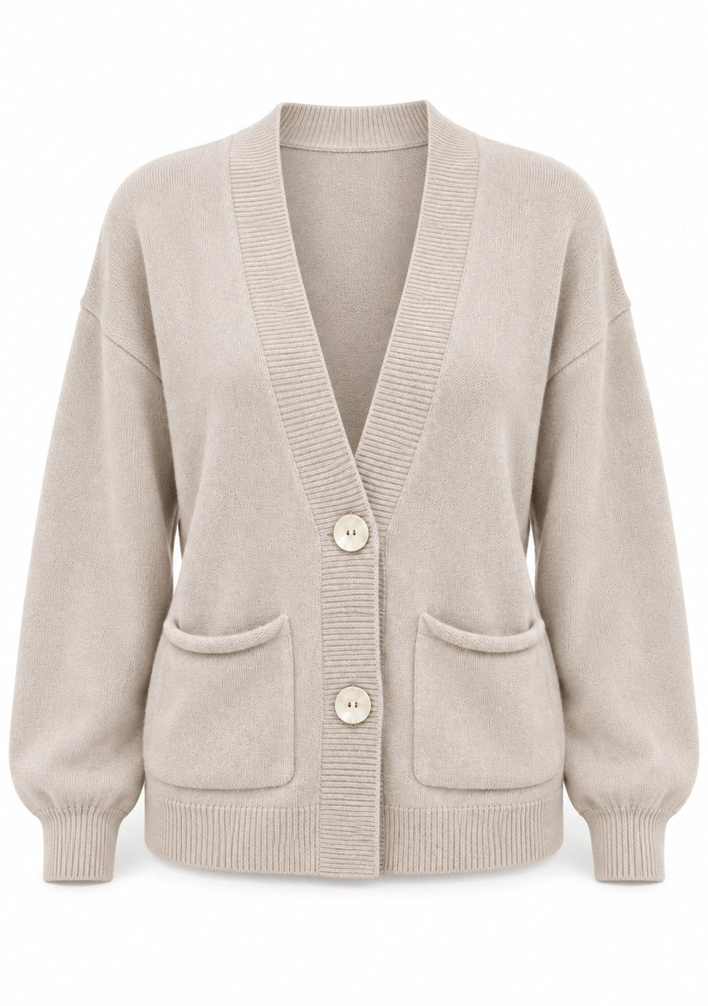 Cardigan 2 Bottoni con Tasche da donna in colore beige, vista alternativa 3
