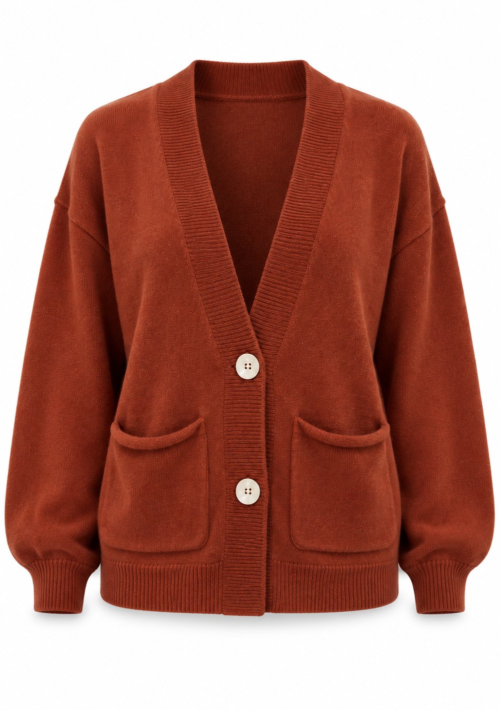 Cardigan 2 Bottoni con Tasche da donna in colore coccio, vista alternativa 4