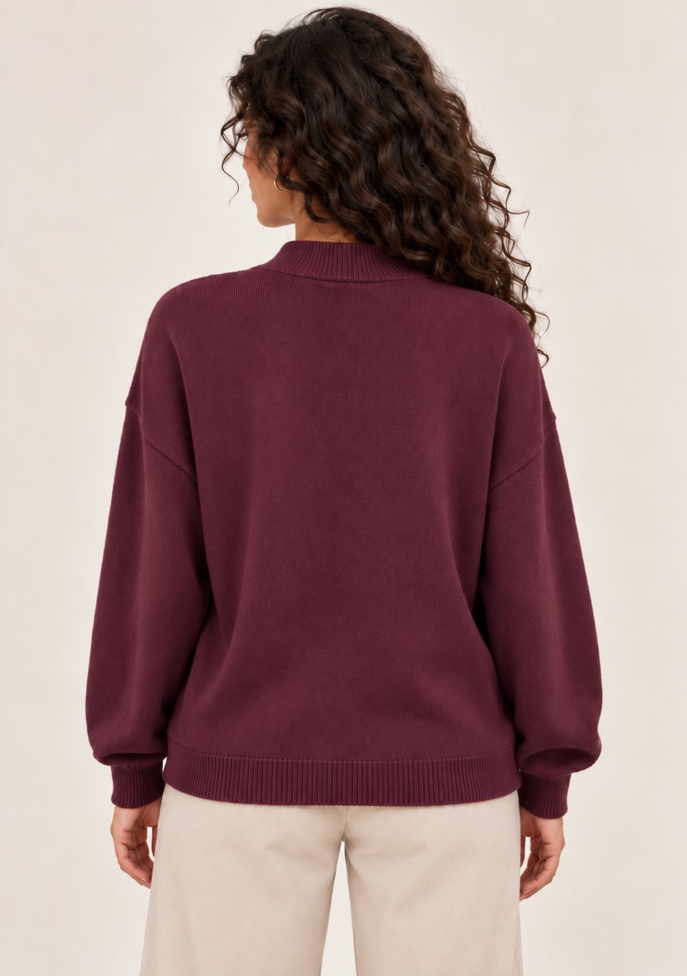 Cardigan 2 Bottoni con Tasche da donna in colore vino, vista alternativa 3