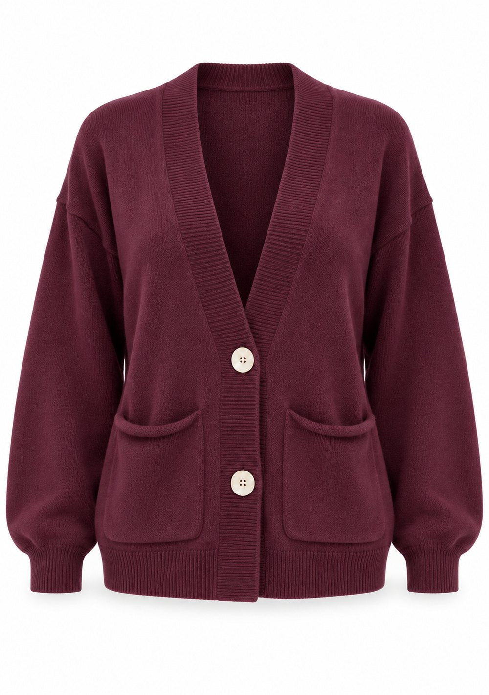 Cardigan 2 Bottoni con Tasche da donna in colore vino, vista alternativa 4