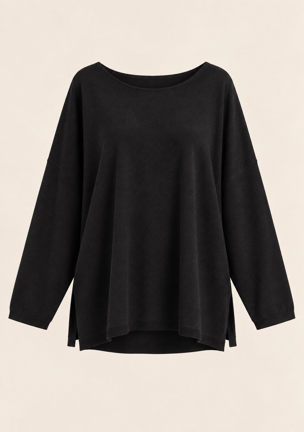 Maglia Girocollo con Spacchi Laterali da donna in colore nero, vista alternativa 4