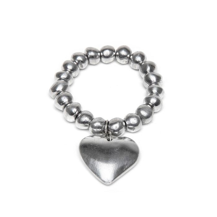 BRACELET ELASTIQUE BOULES GRAND COEUR PLAT