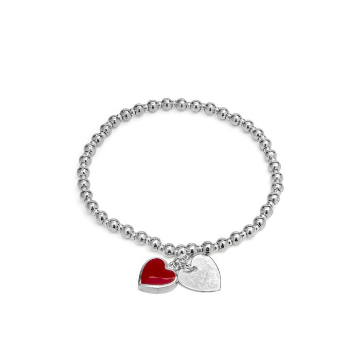 BRACCIALE ELASTICO PENDENTE CUORE ROSSO